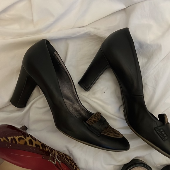 Kate Spade Aquatalia Louise et Cie Leopard Red Black pumps, slide lot size 10 11 - Picture 6 of 9